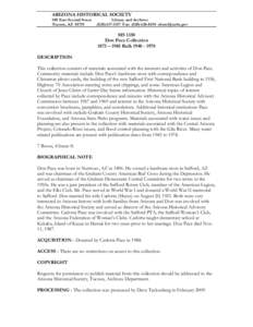 ARIZONA HISTORICAL SOCIETY 949 East Second Street Tucson, AZ[removed]Library and Archives[removed]Fax: ([removed]removed]