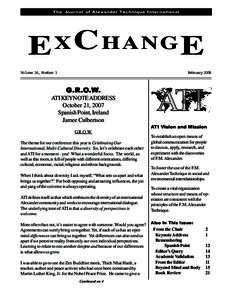 The Journal of Alexander Technique International  E XC HANGE Volume 16, Number 1  February 2008
