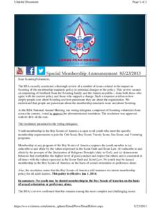 Untitled Document  Page 1 of 2 Special Membership Announcement[removed]Dear ScoutingVolunteers,