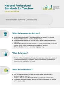 National Professional Standards for Teachers - Pilot Case Study - Independent Schools Queensland