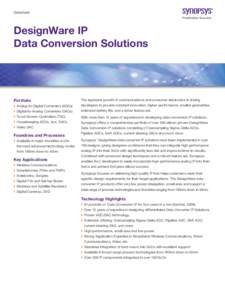 Datasheet  DesignWare IP Data Conversion Solutions  Portfolio