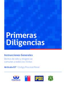 Primeras Diligencias Instrucciones Generales Delitos de robo y diligencias comunes a todos los ilícitos Artículo 87 · Código Procesal Penal