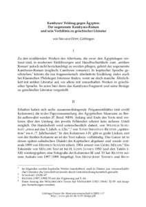 Kambyses’ Feldzug gegen Ägypten: Der sogenannte Kambyses-Roman und sein Verhältnis zu griechischer Literatur von SIEGMAR DÖPP, Göttingen  I