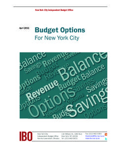 New York City Independent Budget Office  April 2011 Fiscal Brie