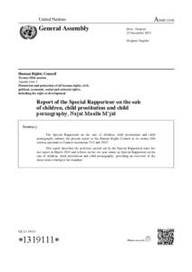 Report of the Special Rapporteur on the sale of children, child prostitution and child pornography in English