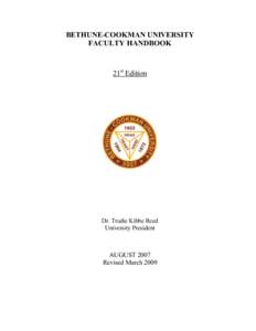 BETHUNE-COOKMAN UNIVERSITY FACULTY HANDBOOK 21st Edition  Dr. Trudie Kibbe Reed