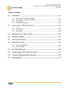 Watershed Asset Management Plan Storm Water Division, Transportation and Storm Water Department Final Report Table of Contents F.1