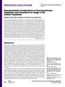 Musculoskeletal Complications of Fluoroquinolones: Guidelines and Precautions for Usage in the Athletic Population