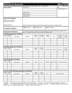 2012 Washington State Energy Code Compliance Forms for Commercial, Group R1, and > 3 story R2 and R3  Mechanical Summary MECH-SUM
