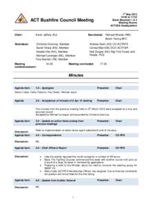 st  1 May[removed]:00 to 17:35 Black Mountain 1 & 2 Meeting Rooms