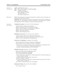 John P. Cunningham  Curriculum Vitae Contact Information