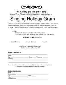 This Holiday give the “gift of song” Have The Greater Cleveland Chorus deliver a