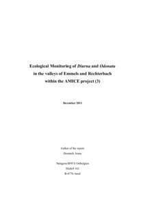 Ecological Monitoring of Diurna and Odonata in the valleys of Emmels and Rechterbach within the AMICE project (3) December 2011