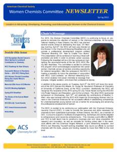 American Chemical Society  Women Chemists Committee NEWSLETTER Spring 2013