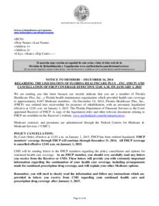 DEPARTMENT OF FINANCIAL SERVICES  Division of Rehabilitation and Liquidation www.myfloridacfo.com/division/receiver  <RCN>