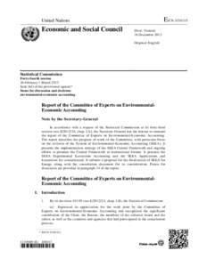 System of Integrated Environmental and Economic Accounting / System of Environmental and Economic Accounting for Water / Environmental social science / National accounts / Sustainability / Environmental protection expenditure accounts / International Recommendations on Water Statistics / Statistics / Official statistics / Environmental statistics