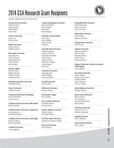 2014 GSA Research Grant Recipients  ® (listed in alphabetical order by university) Central Washington University