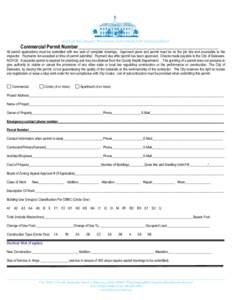 CITY OF DELAWARE • PLANNING AND COMMUNITY DEVELOPMENT  Commercial Permit Number__________________________________________________________ All permit applications must be submitted with two sets of complete drawings. Ap