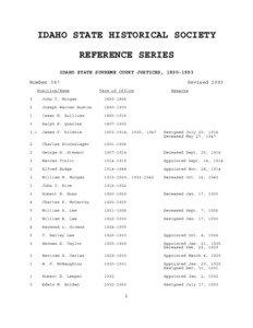 IDAHO STATE HISTORICAL SOCIETY REFERENCE SERIES IDAHO STATE SUPREME COURT JUSTICES, [removed]