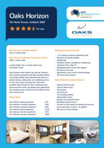 Oaks Horizon 104 North Terrace, Adelaide½ star Distance from Adelaide Airport: