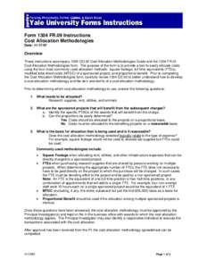 Form 1304 FR.09 Instructions Cost Allocation Methodologies Date: [removed]Overview These instructions accompany 1304 GD.02 Cost Allocation Methodologies Guide and the 1304 FR.01