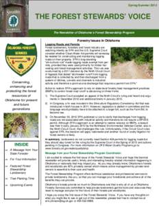 Spring/Summer[removed]THE FOREST STEWARDS’ VOICE The Newsletter of Oklahoma’s Forest Stewardship Program  Forestry Issues in Oklahoma