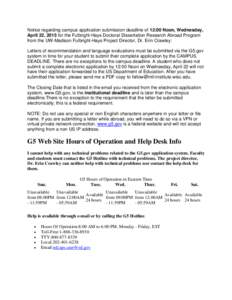 Notice regarding campus application submission deadline of Noon, Monday, October 13, 2008 for the Fulbright-Hays Doctoral Diss