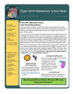 Elijah Smith Elementary School News V O L U M E 1 6  I S S U E