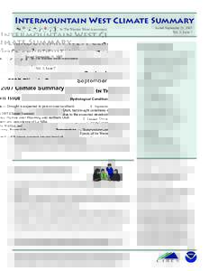 Intermountain West Climate Summary by The Western Water Assessment September 2007 Climate Summary Hydrological Conditions — Drought is expected to persist over southern Utah, but drought conditions may improve over Wyo