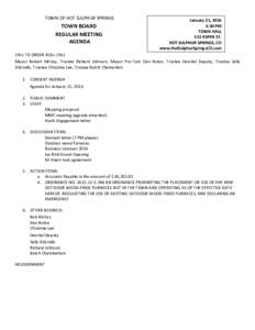 TOWN OF HOT SULPHUR SPRINGS  TOWN BOARD REGULAR MEETING AGENDA