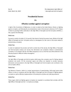 No: 61 Date: March 18, 2010 The Independent High Office of Oversight and Anti-Corruption