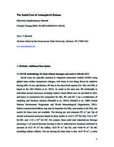 The Social Cost of Atmospheric Release Electronic Supplementary Material Climatic Change (DOI: [removed]s10584[removed]Drew T. Shindell Nicholas School of the Environment, Duke University, Durham, NC[removed]USA