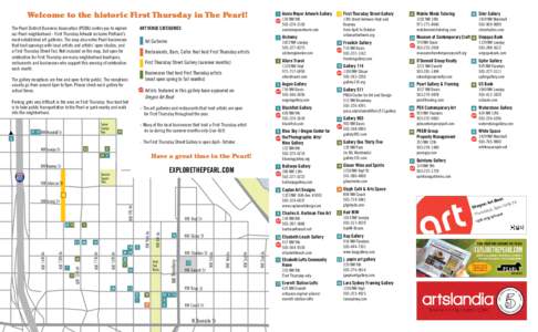 Welcome to the historic First Thursday in The Pearl! The Pearl District Business Association (PDBA) invites you to explore our Pearl neighborhood - First Thursday Artwalk includes Portland’s most established art galler