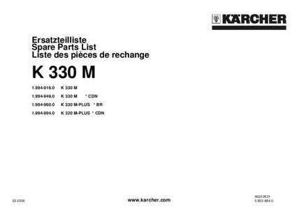 Ersatzteilliste Spare Parts List Liste des pièces de rechange K 330 M