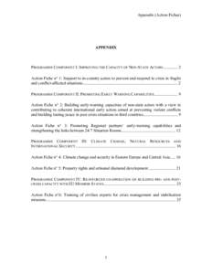 Appendix (Action Fiches)  APPENDIX PROGRAMME COMPONENT I: IMPROVING THE CAPACITY OF NON-STATE ACTORS[removed]Action Fiche n° 1: Support to in-country actors to prevent and respond to crisis in fragile