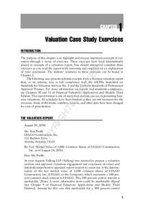 CHAPTER  1 Valuation Case Study Exercises INTRODUCTION