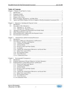 Bernalillo Priority Site Final Environmental Assessment  July 28, 2006 Table of Contents Chapter 1. Purpose of and Need for Action..........................................................................................