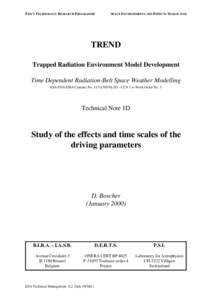 ESA’S TECHNOLOGY RESEARCH PROGRAMME  SPACE ENVIRONMENTS AND EFFECTS MAJOR AXIS TREND Trapped Radiation Environment Model Development