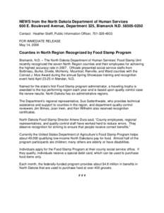 United States Department of Agriculture / Supplemental Nutrition Assistance Program / Bottineau / Geography of North Dakota / Federal assistance in the United States / North Dakota