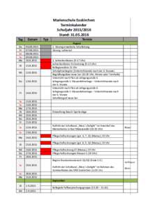 Marienschule Euskirchen: Terminkalender SchuljahrStand: Tag
