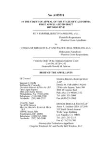 No. A105518 IN THE COURT OF APPEAL OF THE STATE OF CALIFORNIA FIRST APPELLATE DISTRICT DIVISION FIVE RITA PARRISH, JERILYN MARLOWE, et al., Plaintiffs-Respondents