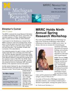 Michigan Retirement Research Center  Director’s Corner