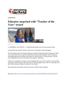 Local News  Educator surprised with 