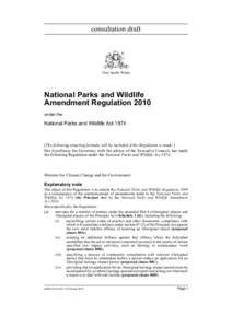 National Parks and Wildlife Amendment Regulation 2010