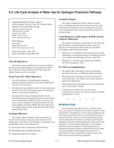 Life-Cycle Analysis of Water Use for Hydrogen Production Pathways - DOE Hydrogen and Fuel Cells Program FY 2014 Annual Progress Report