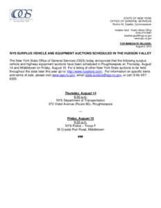 STATE OF NEW YORK OFFICE OF GENERAL SERVICES RoAnn M. Destito, Commissioner Heather Groll - Public Affairs Office[removed]removed]