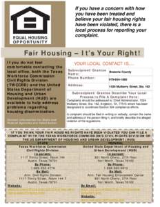 Fair Housing – It’s Your Right!