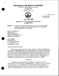 t· ., <&outnlmtnt of tltt IIhrtrid of <!tolumbia OFFICE OF THE CORPORATION COUNSEL JUDICIARY SQUARE 441 FOURTH ST .. N.W. WASHINGTON. D. C.