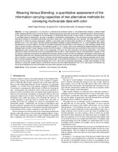 Weaving Versus Blending: a quantitative assessment of the information carrying capacities of two alternative methods for conveying multivariate data with color Haleh Hagh-Shenas, Sunghee Kim, Victoria Interrante, Christo