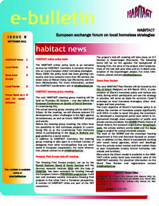 e-bulletin ISSUE 8 HABITACT European exchange forum on local homeless strategies